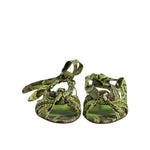Dolce & Gabbana Green Animal Print Ankle Wrap Sandals Shoes
