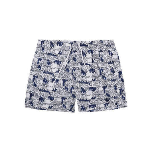 Emporio Armani Elegant White Polyester Swim Shorts Emporio Armani Gray