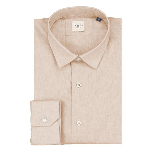 Bagutta Beige Linen Men Shirt BA-15224-IT40 | M