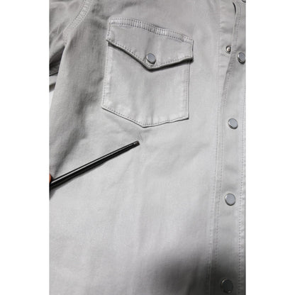 Dolce & Gabbana Metallic Gray Cotton Button Down Shirt