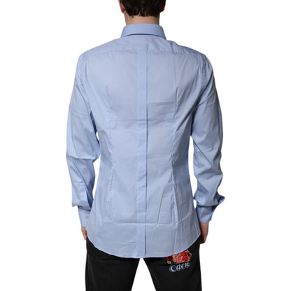 Dolce & Gabbana Light Blue Cotton GOLD Dress Formal Shirt