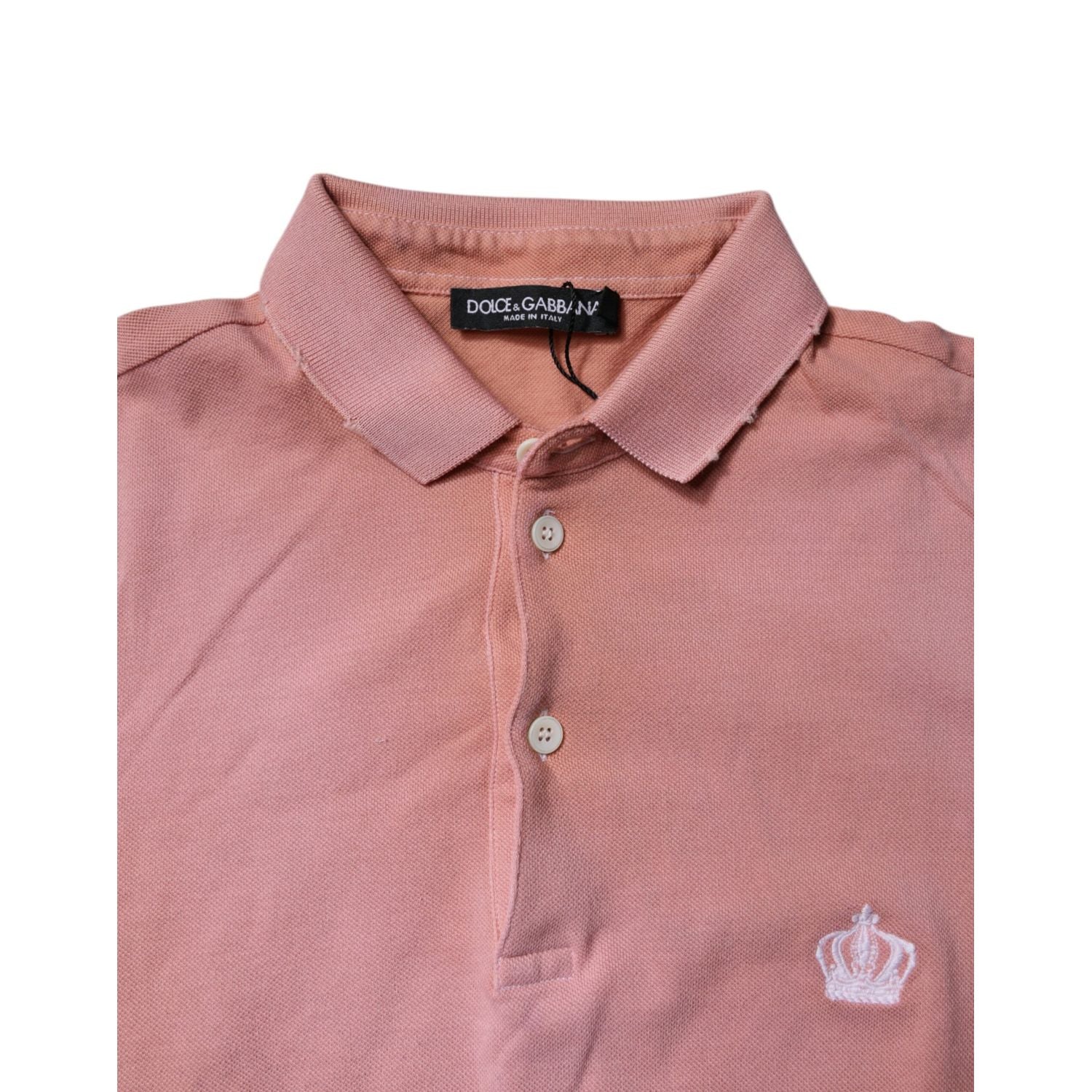 Dolce & Gabbana Pink Cotton Crown Collared Polo T-shirt
