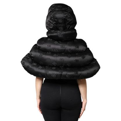 Dolce & Gabbana Black Padded Puffer Hooded Full Zip Cropped Jacket