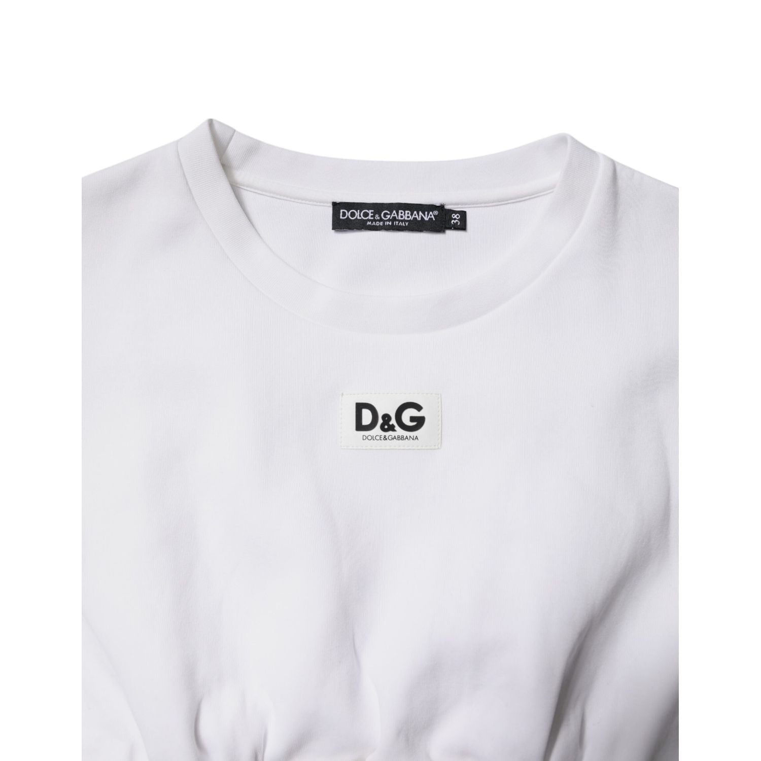 Dolce & Gabbana White Cotton Blend 3/4 Sleeves Blouse Top