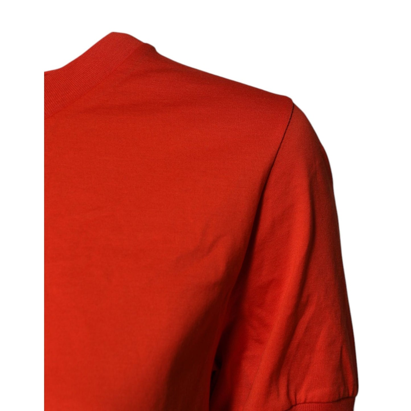 Dolce & Gabbana Red Floral Embroidery Cotton Crew Neck T-shirt