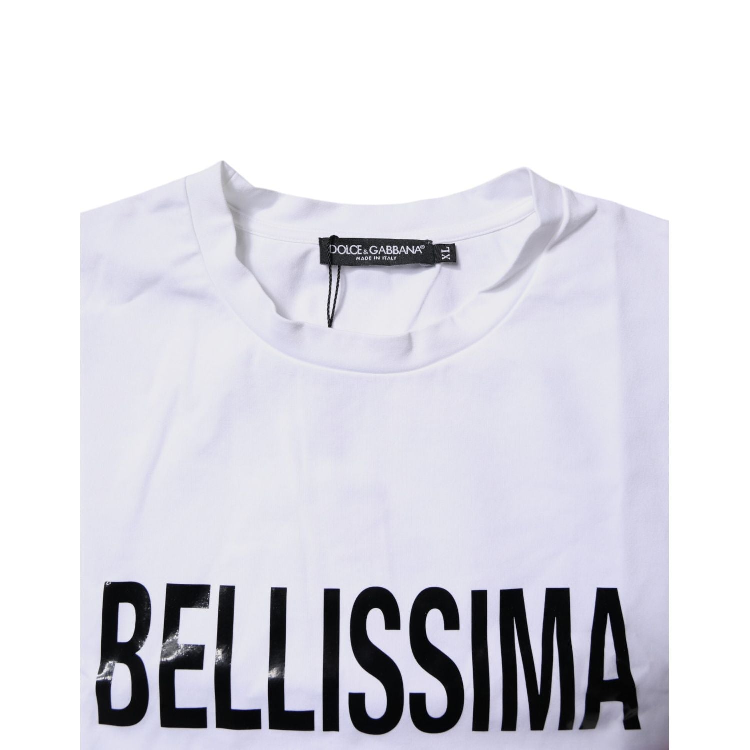 Dolce & Gabbana White Bellissima Cotton Crew Neck T-shirt