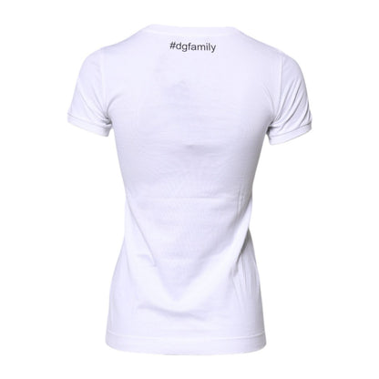 Dolce & Gabbana White Cotton #DGFAMILY Embroidery T-shirt