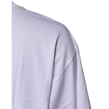 Dolce & Gabbana White Printed Round Neck Top Cotton T-shirt