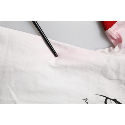 Dolce & Gabbana White Printed Round Neck Cropped Top T-shirt