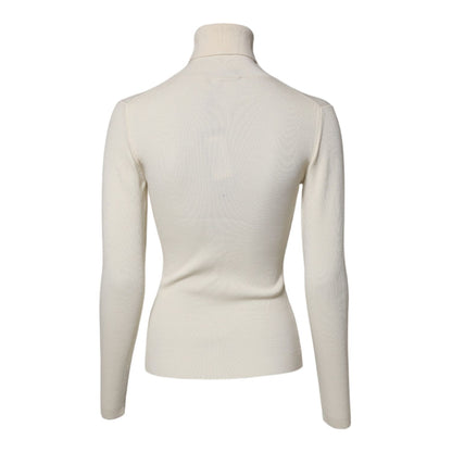 Dolce & Gabbana Cream Long Sleeves Turtleneck Slim Sweater