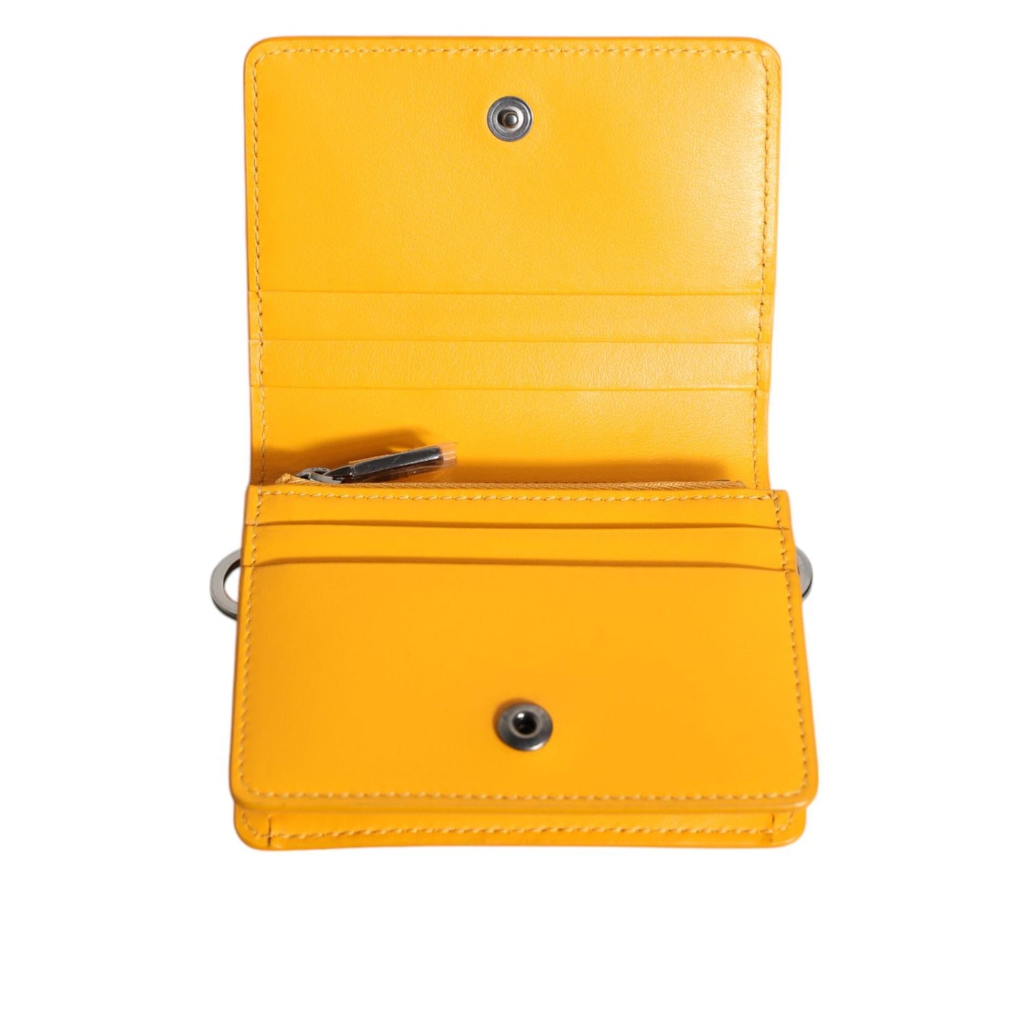 Dolce & Gabbana Yellow Leather Bifold Card Holder Crossbody Bag