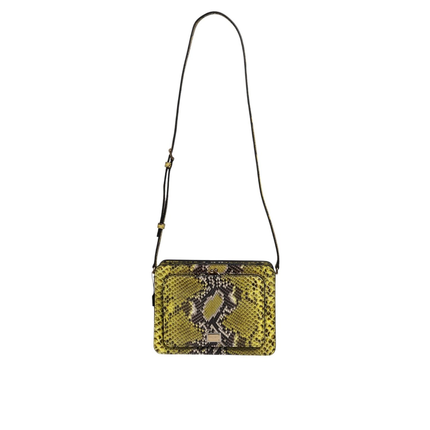 Dolce & Gabbana Green Exotic Leather DG Plaque Crossbody Clutch Bag