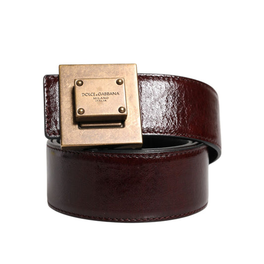 Dolce & Gabbana Brown Leather Gold Metal Buckle Classic Belt