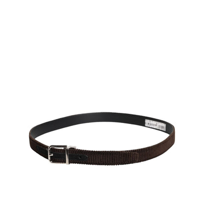 Dolce & Gabbana Brown Velvet Metal Buckle Classic Belt