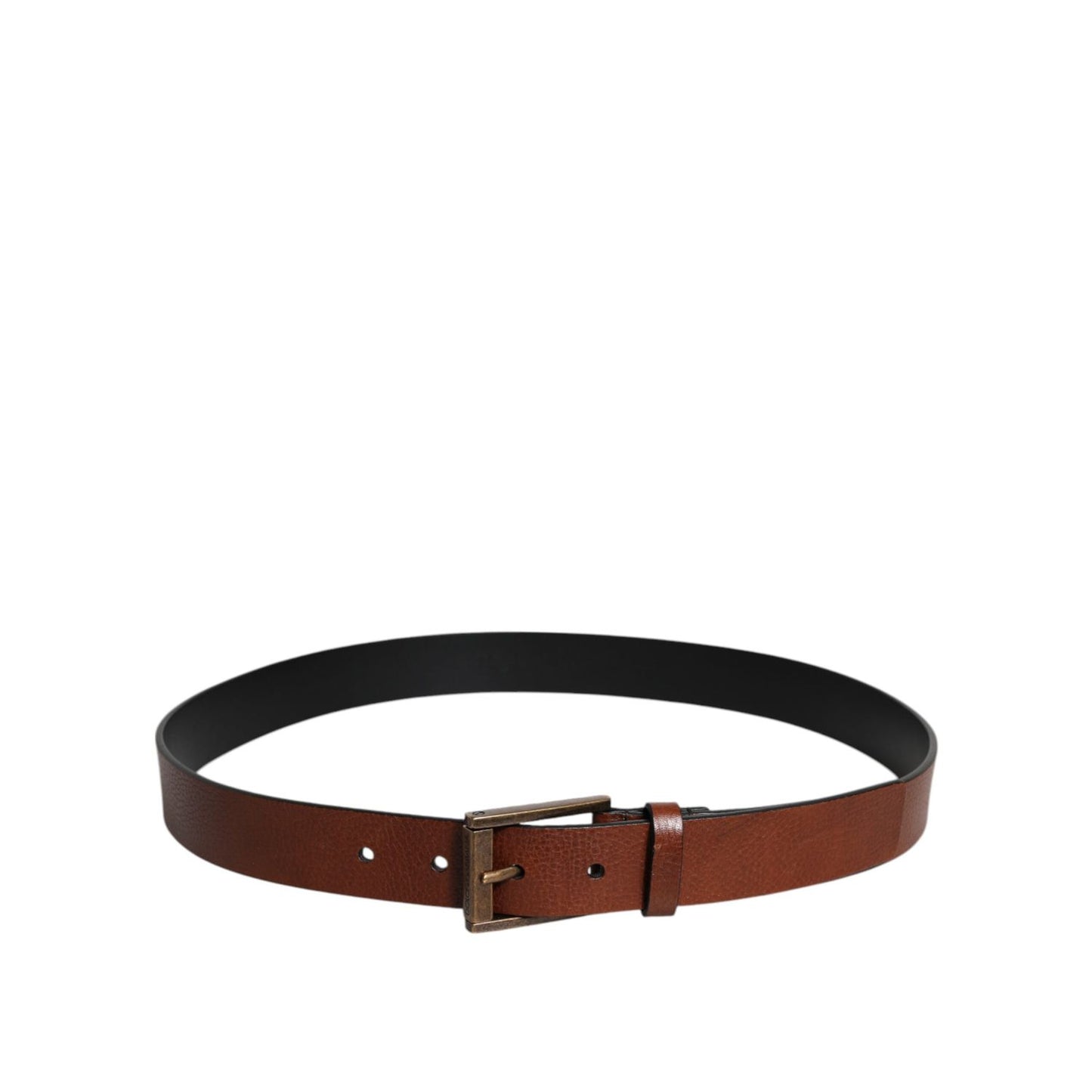 Dolce & Gabbana Brown Calf Leather Classic Metal Buckle Belt
