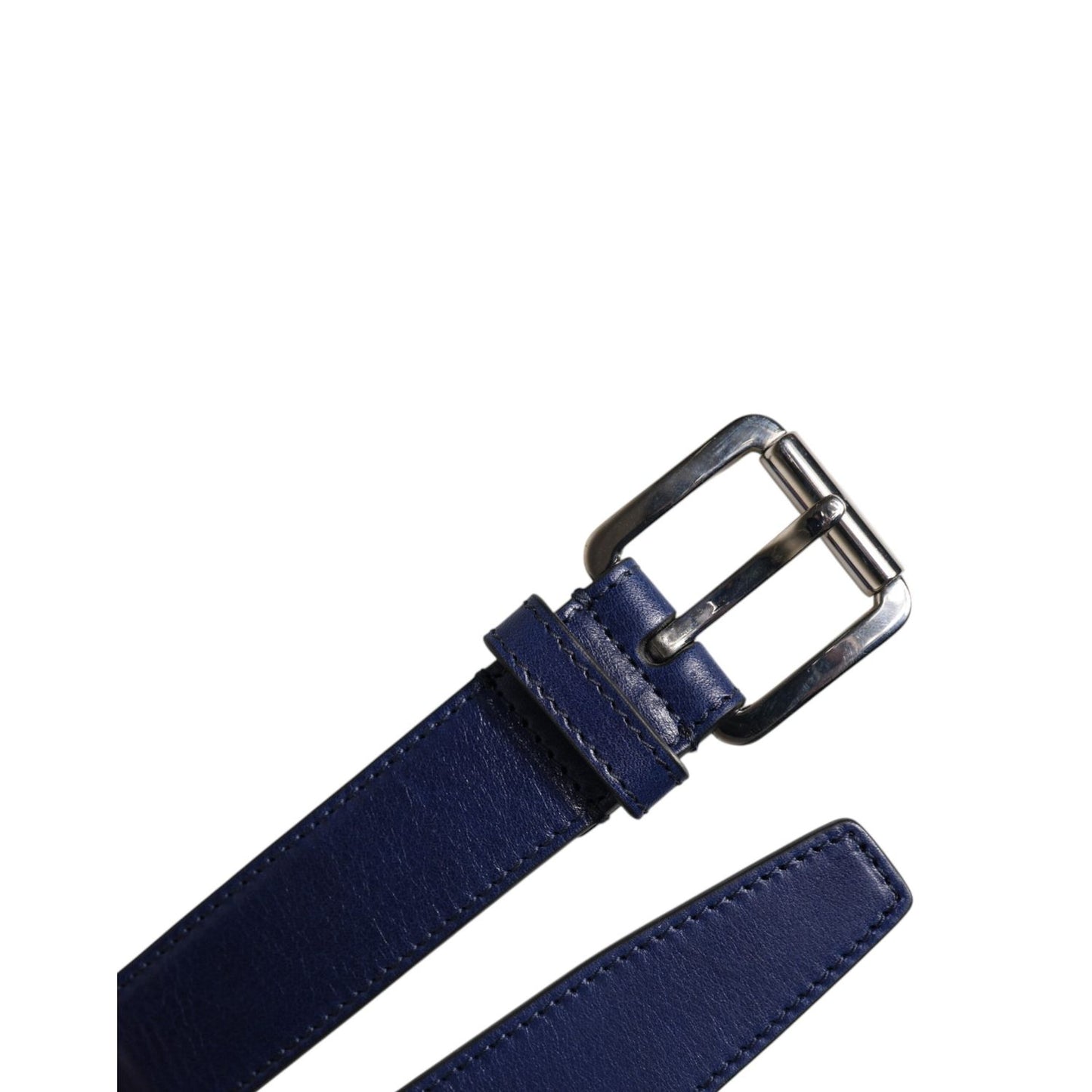 Dolce & Gabbana Blue Cotton Leather Printed Metal Buckle Belt