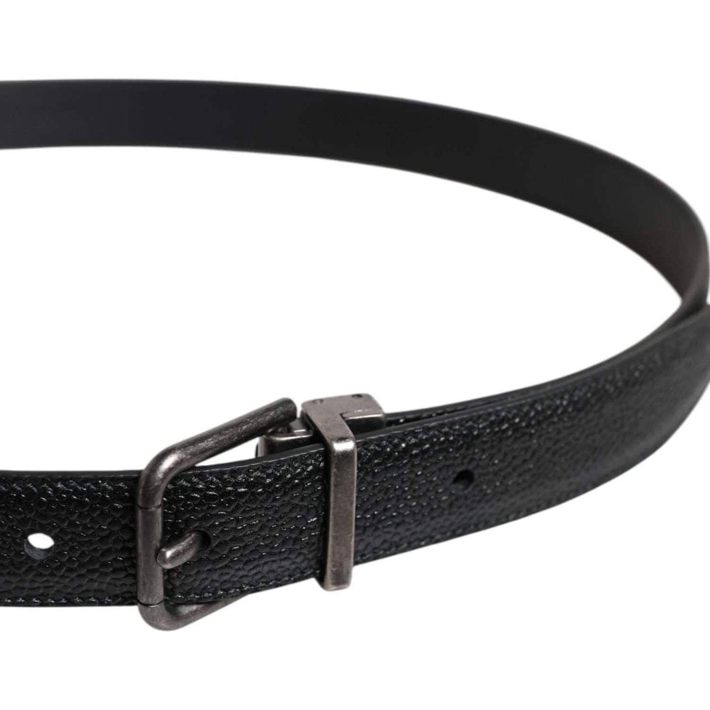 Dolce & Gabbana Black Calf Leather Classic Metal Buckle Belt