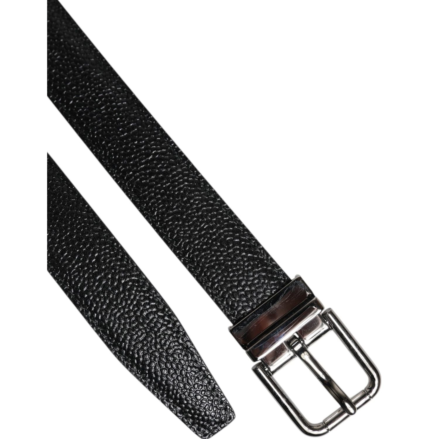 Dolce & Gabbana Black Calf Leather Classic Metal Buckle Belt