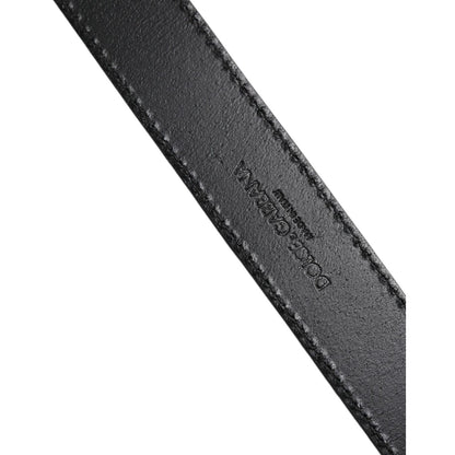 Dolce & Gabbana Silver Classic Gold Logo Plaque Buckle Belt