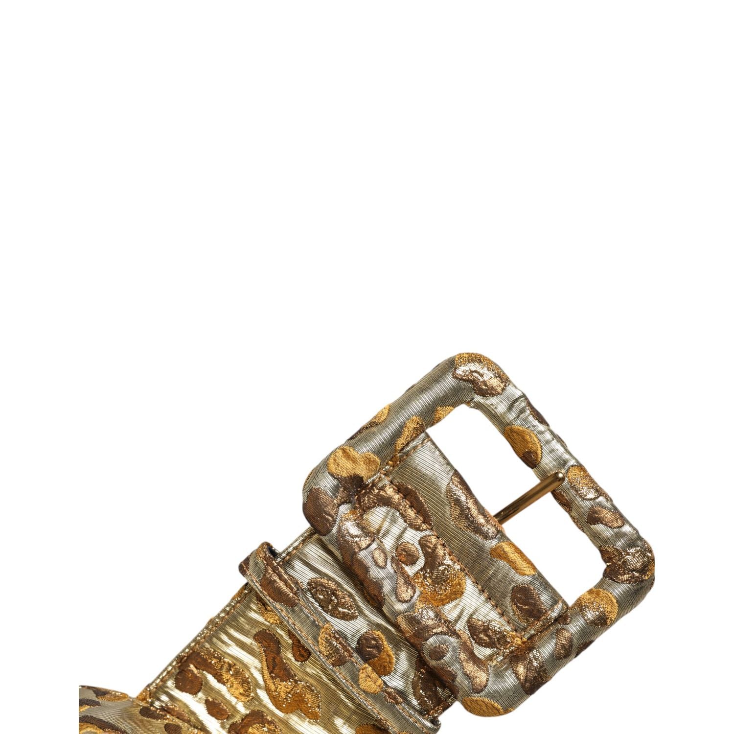 Dolce & Gabbana Gold Spotted Jacquard Fabric Wide Waist Belt