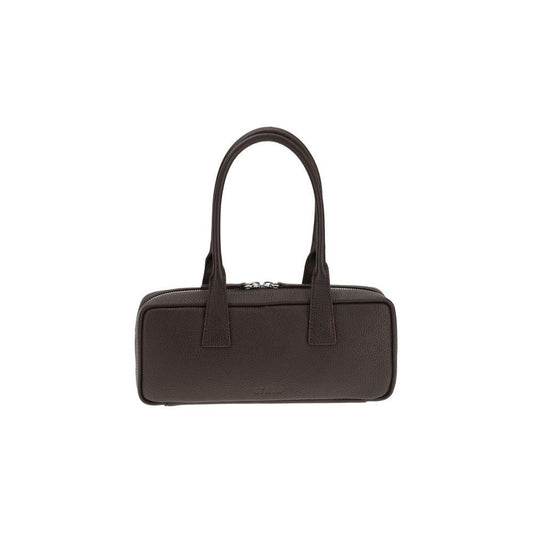Staud The Dude Shoulder Bag in grained leather with round handles and zippered closure.