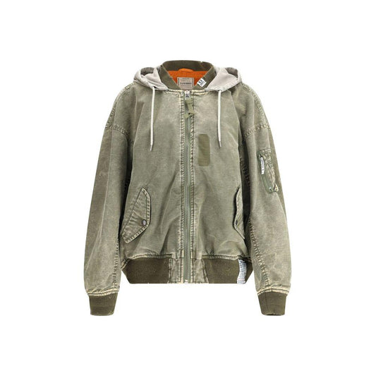 Maison Mihara Yasuhiro hooded cotton jacket with adjustable drawstring, ribbed collar, zipper closure, and multiple pockets for urban style.