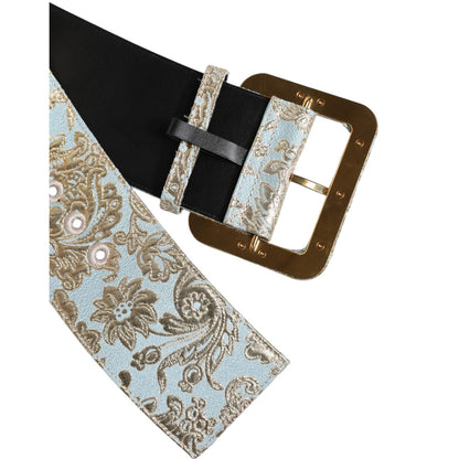 Dolce & Gabbana Multicolor Floral Jacquard Wide Waist Belt