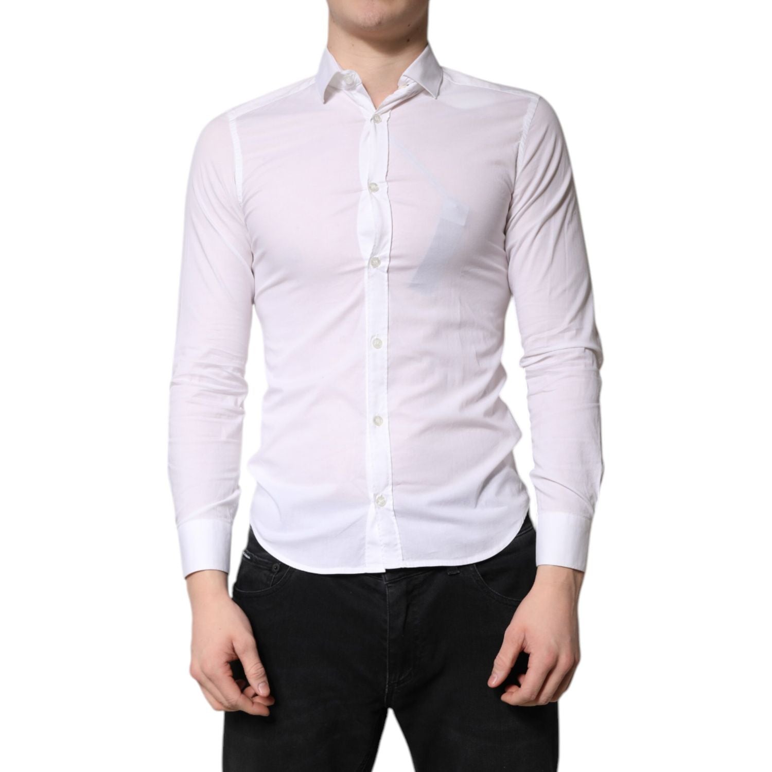 Daniele Alessandrini White Cotton Dress Formal Shirt