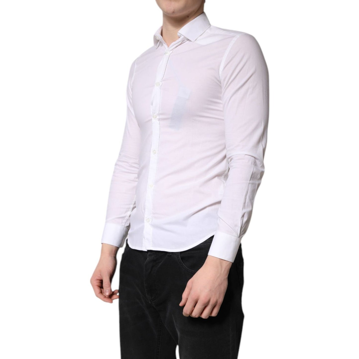 Daniele Alessandrini White Cotton Dress Formal Shirt