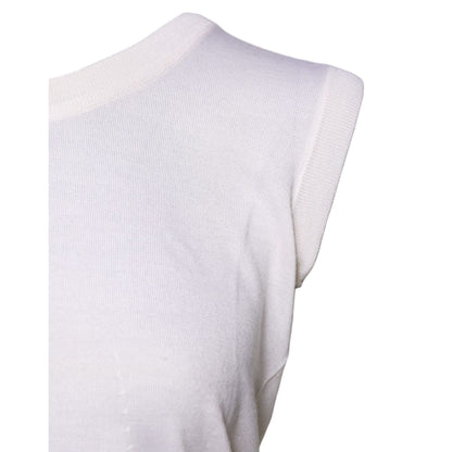 Dolce & Gabbana White Sleeveless Cashmere Round Neck Tank Top