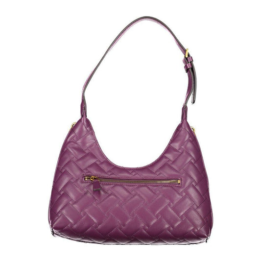 Guess Jeans purple polyethylene handbag with adjustable shoulder handle, external pocket, and zip closure.
