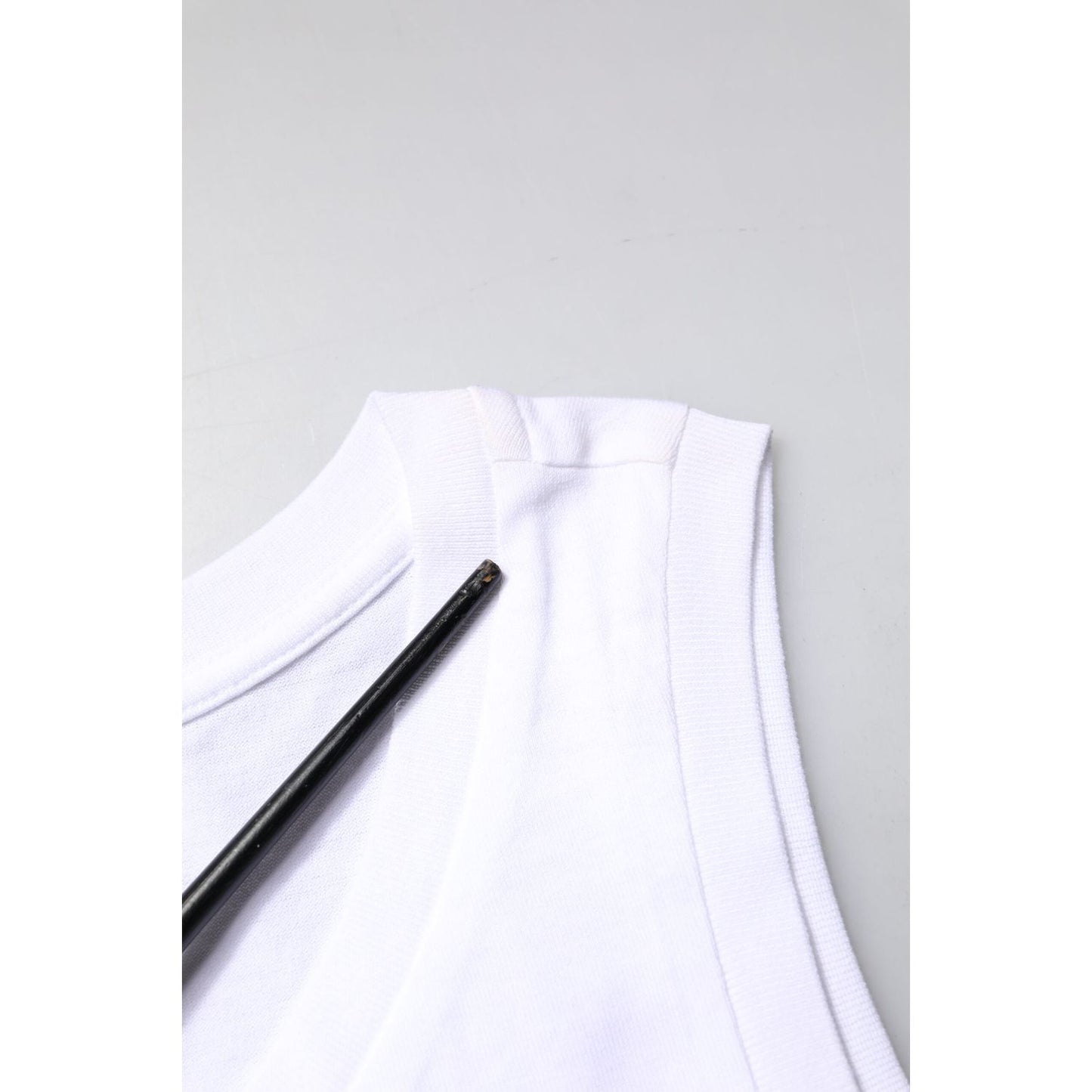 Dolce & Gabbana White Cotton Sleeveless Crew Neck T-shirt