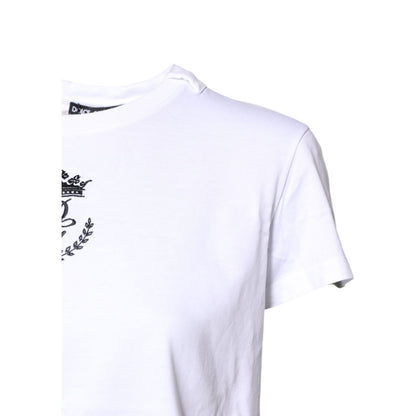Dolce & Gabbana White Logo Crown Cotton Crew Neck T-shirt