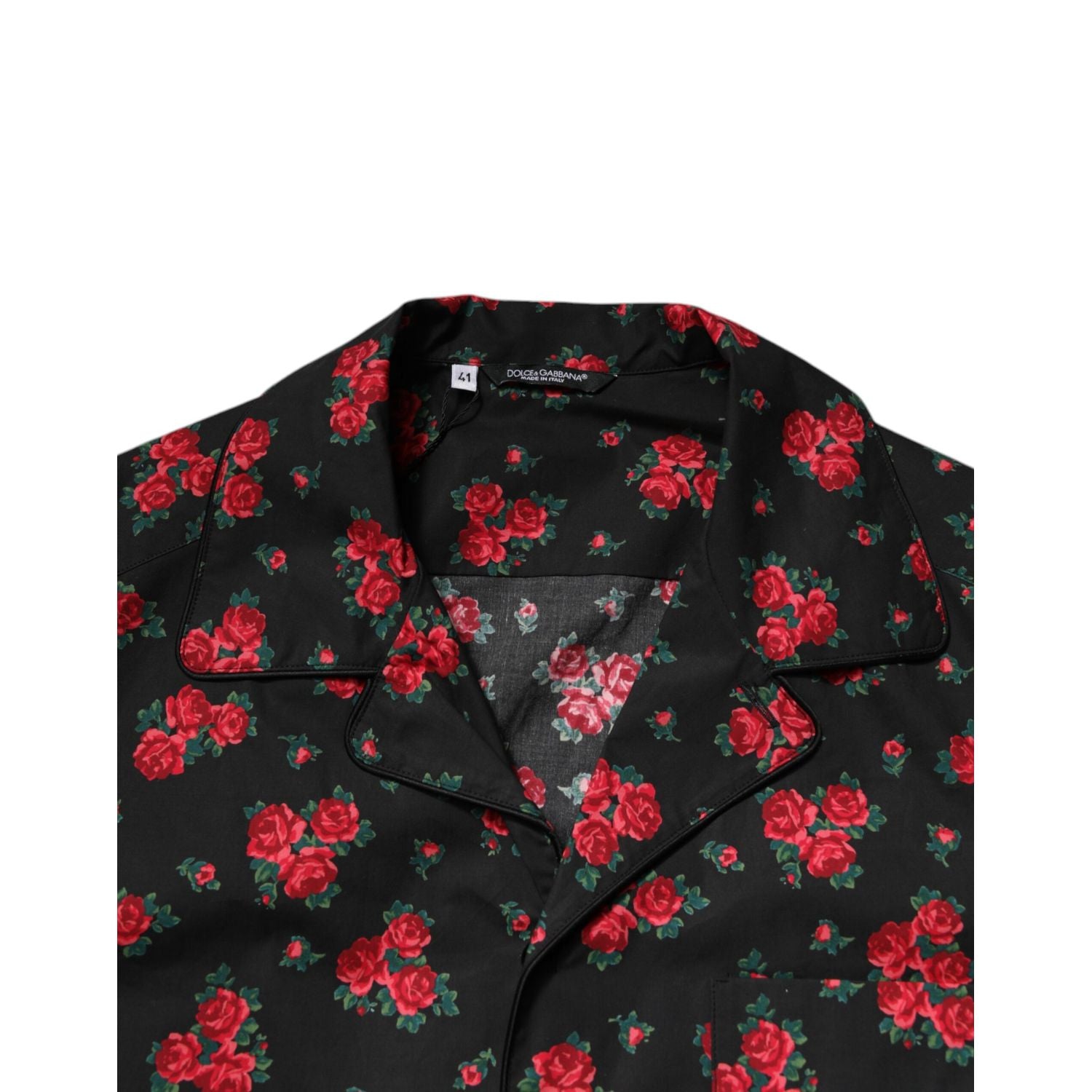 Dolce & Gabbana Black Floral Print Cotton Men Pajama Set Sleepwear
