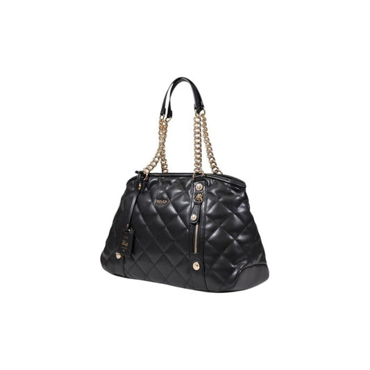 Elegant Liu Jo black handbag, large women's bag, quilted design with gold chain straps, perfect for spring/summer collection.