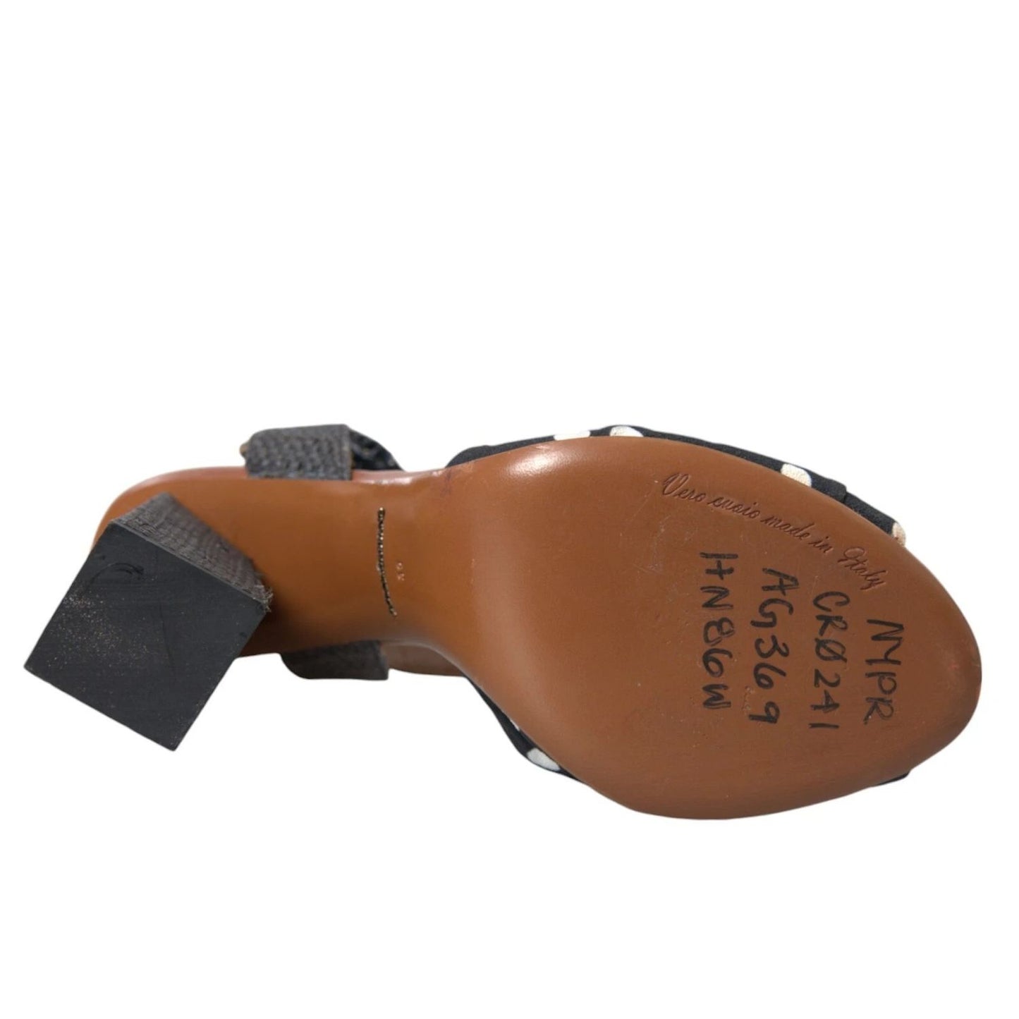 Dolce & Gabbana Black Polka Dot Leather Heels Sandals Shoes