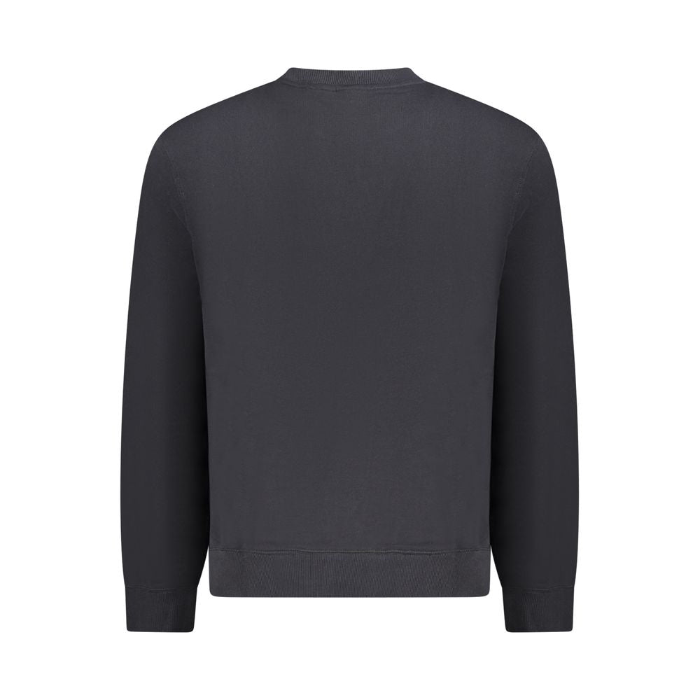 Back view of Napapijri Black Cotton Men Sweater, long sleeve, brushed cotton, regular fit.