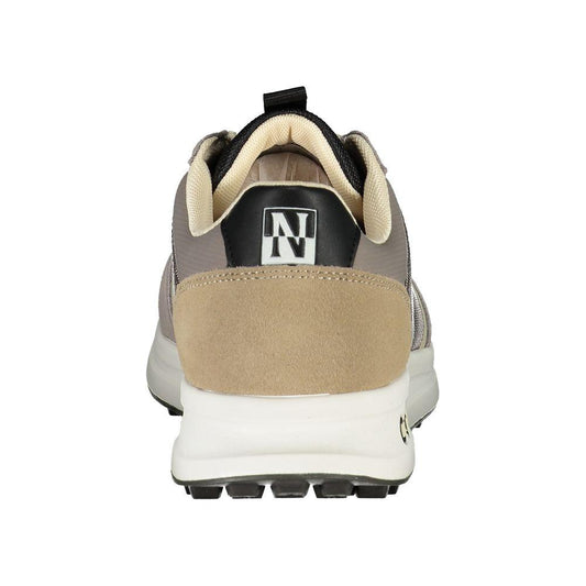 Back view of Napapijri gray sports sneaker with logo and contrast accents