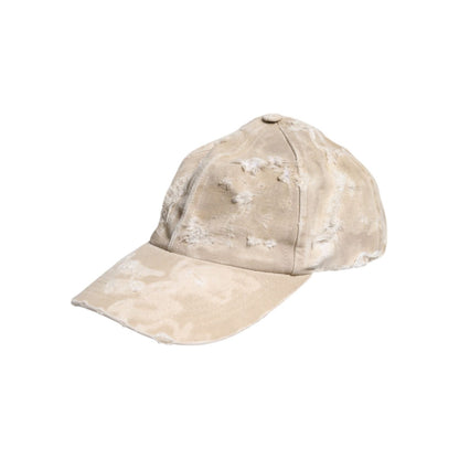 Dolce & Gabbana Beige Tattered Cotton 6 Panels Baseball Cap