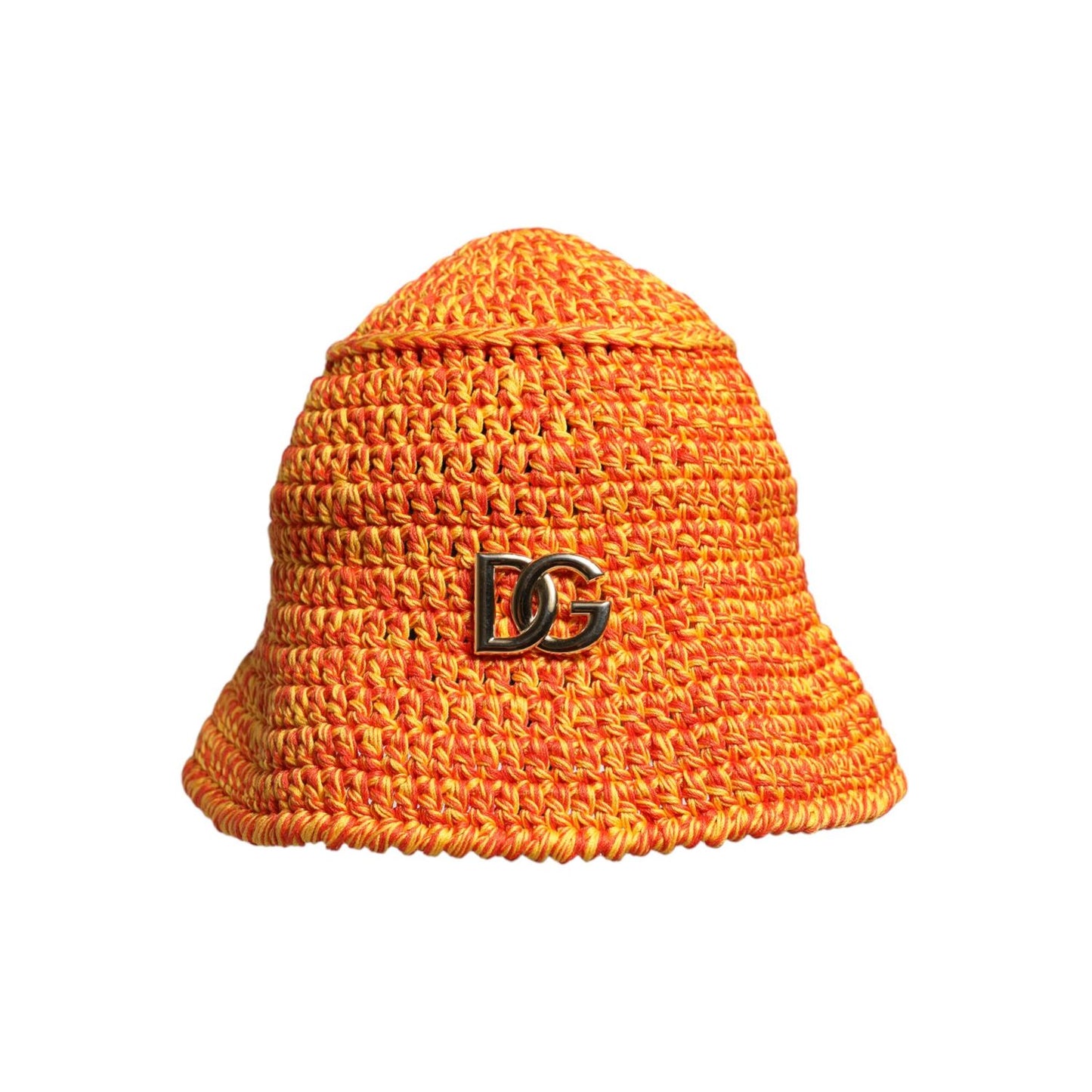 Dolce & Gabbana Orange Cotton Crochet DG Logo Bucket Hat