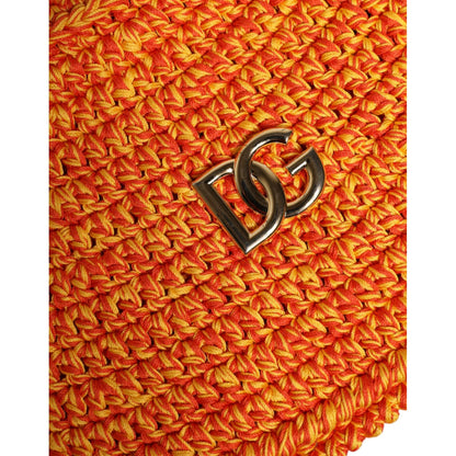 Dolce & Gabbana Orange Cotton Crochet DG Logo Bucket Hat