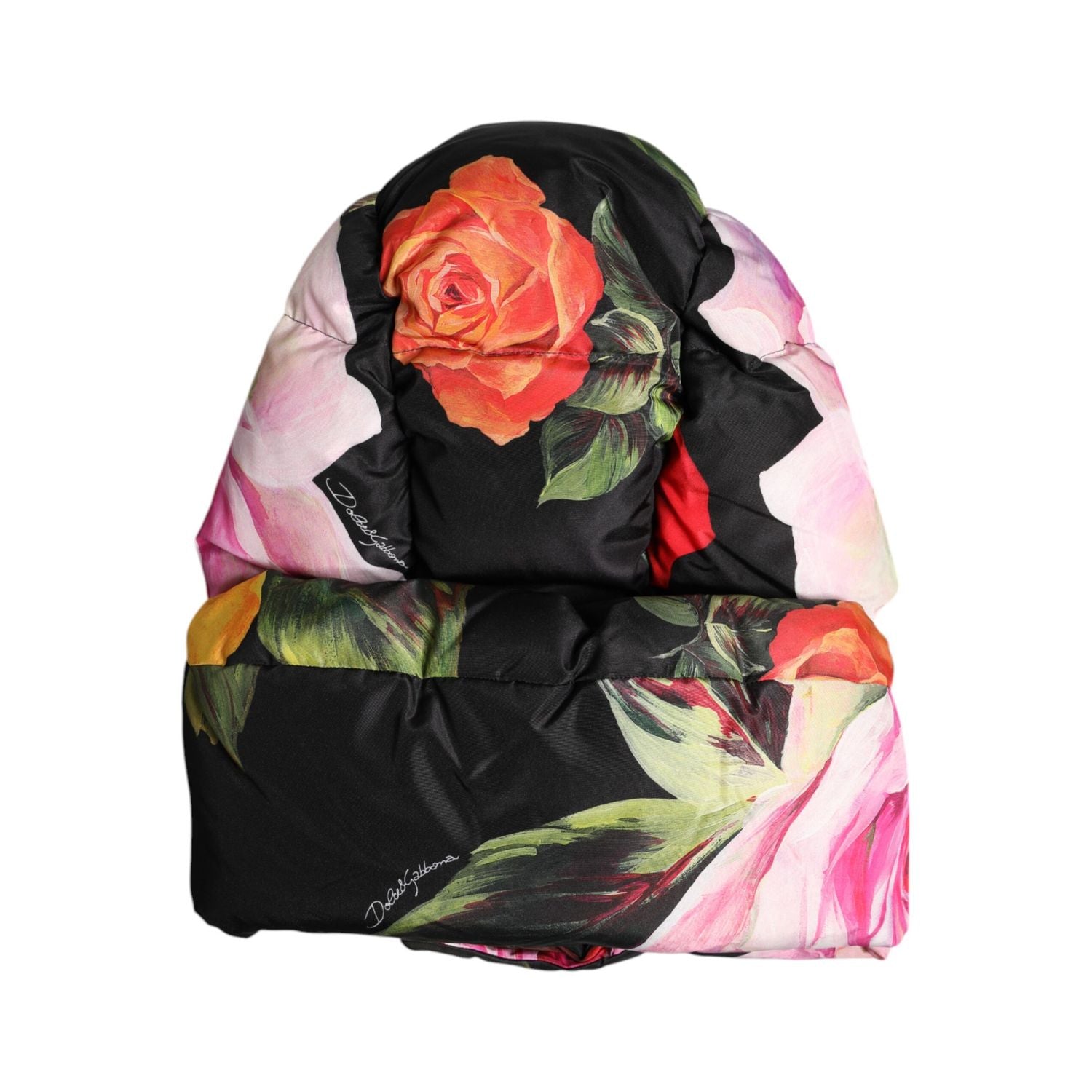 Dolce & Gabbana Black Floral Print Whole Head Wrap Hat