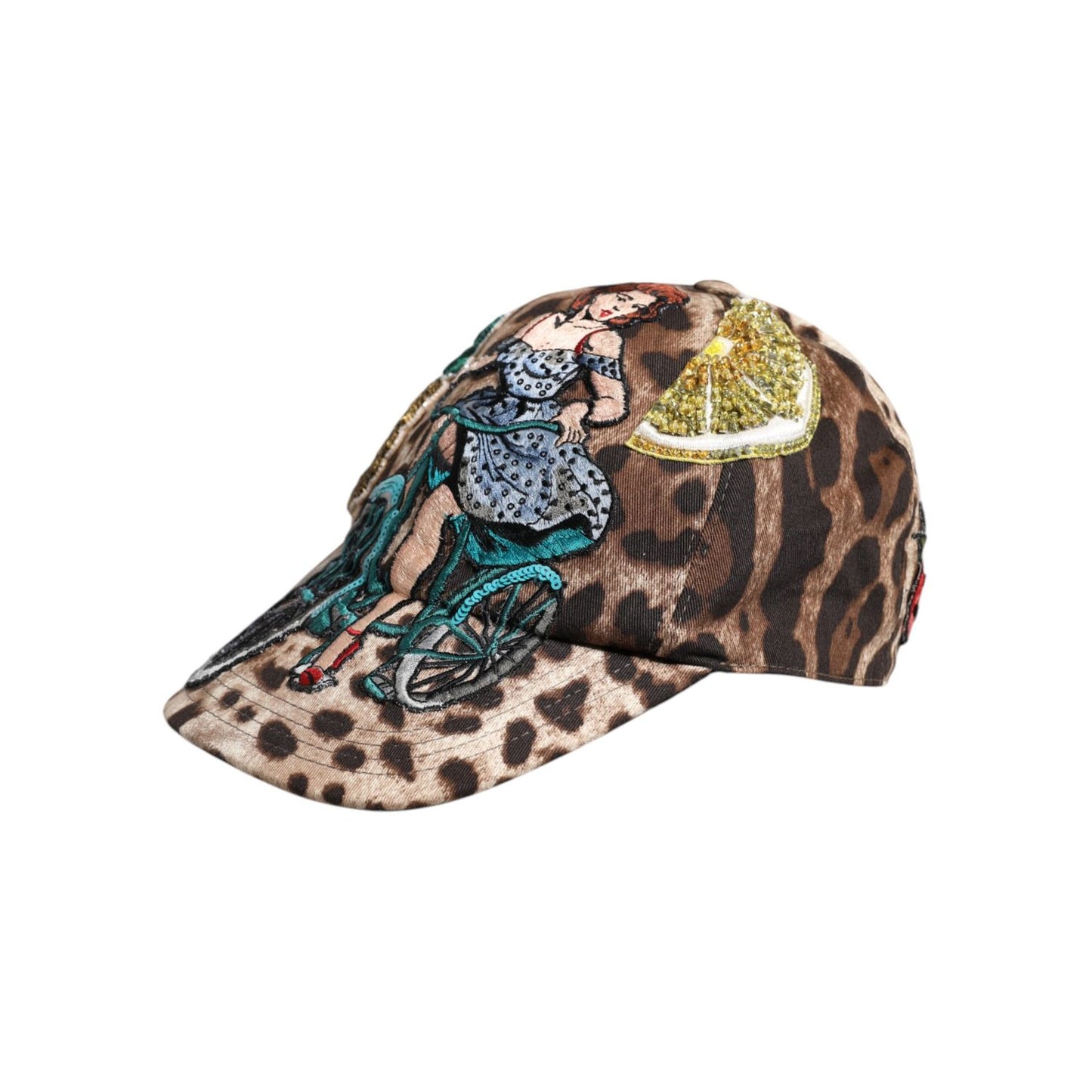 Dolce & Gabbana Brown Leopard Sequin Sicily Baseball Cap