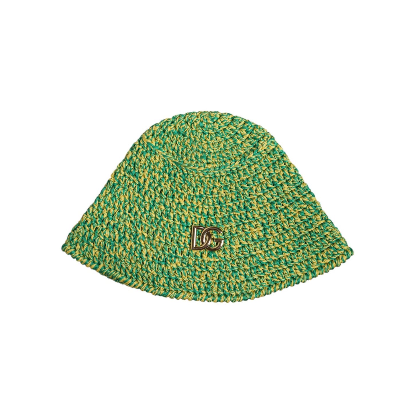 Dolce & Gabbana Green Cotton Crochet DG Logo Bucket Hat