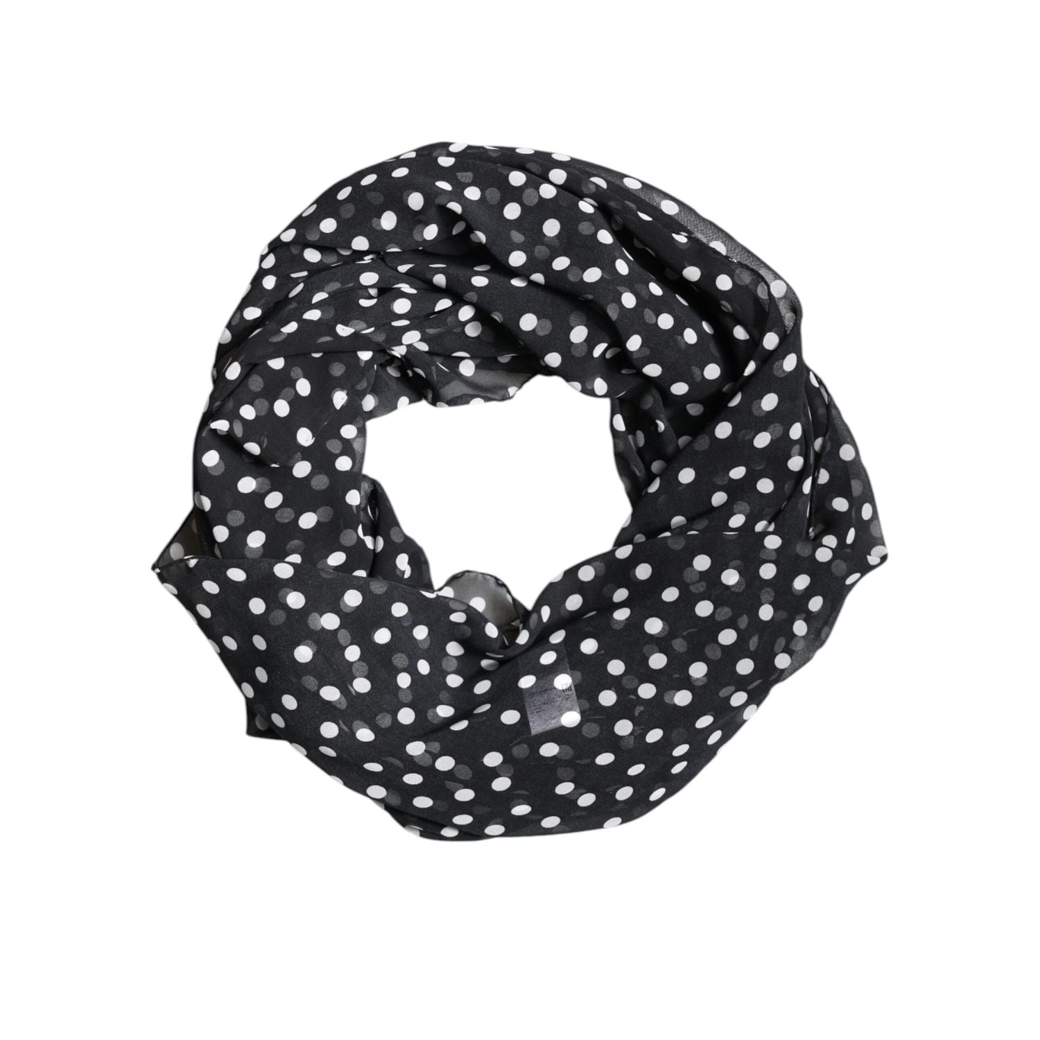 Dolce & Gabbana Black Polka Dots Polyester Wrap Shawl Scarf