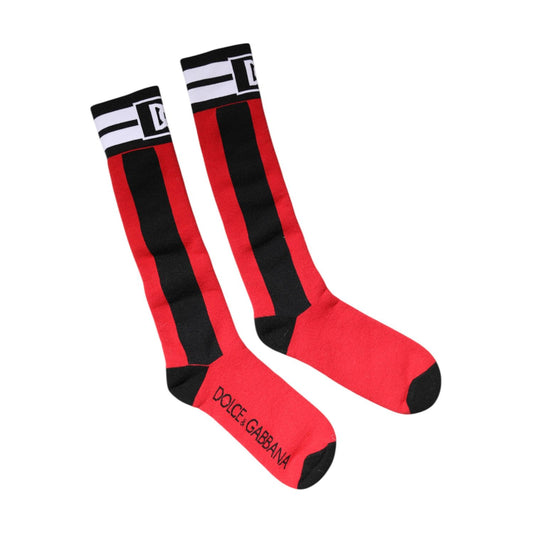 Dolce & Gabbana Red Cotton Stretch Printed Socks