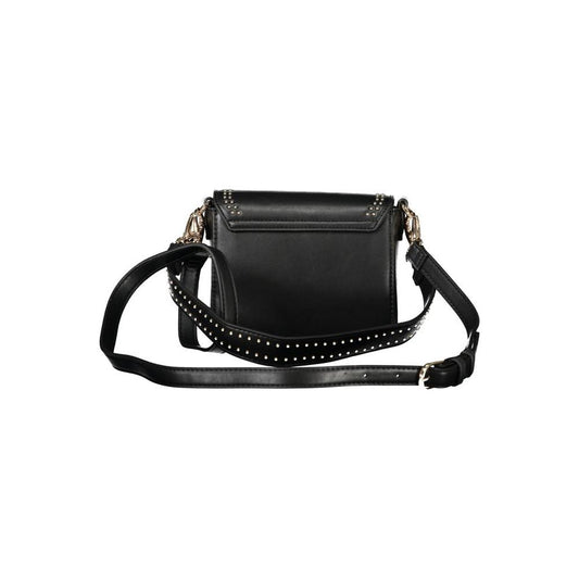 Valentino Bags black polyethylene women's handbag with contrasting details, eco-friendly chic fashion accessory.