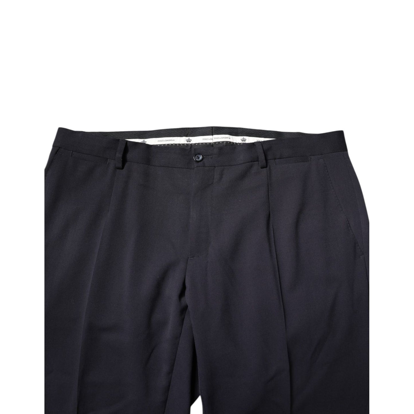 Dolce & Gabbana Black Wool Mid Waist Dress Pants