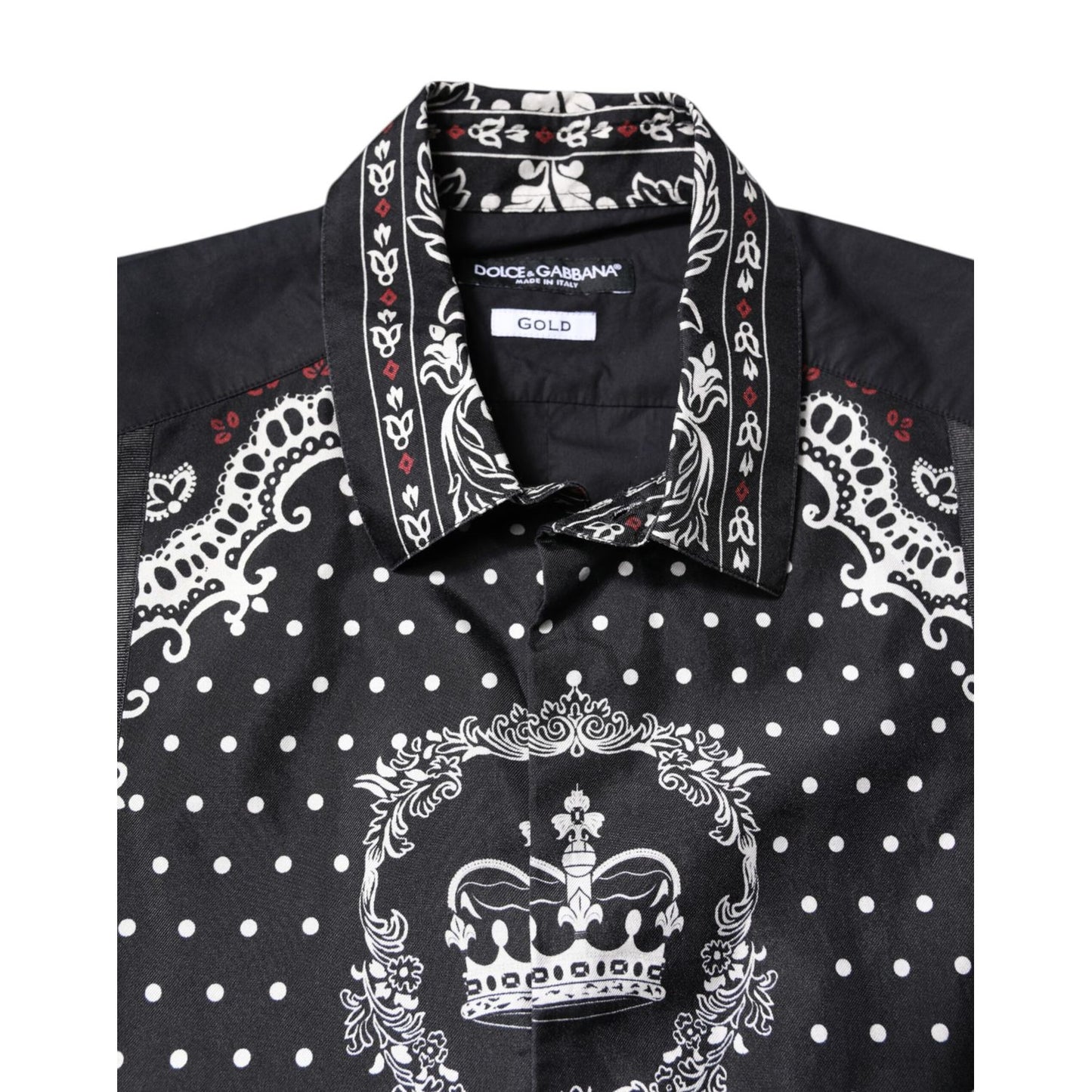 Dolce & Gabbana Black White Bandana GOLD Formal Dress Shirt