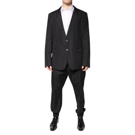 Dolce & Gabbana Black Cotton Single Breasted 2 Piece Suit